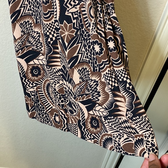 By Anthropologie Drapey Flare Bell Bottom Mod Tropical Tribal Print Pant 14 - Picture 6 of 16